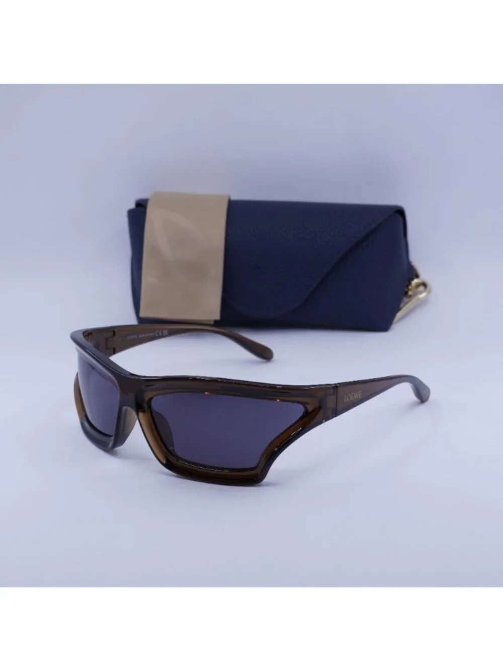 Loewe LW40143U 47A Shield Sunglasses – Brown / Grey